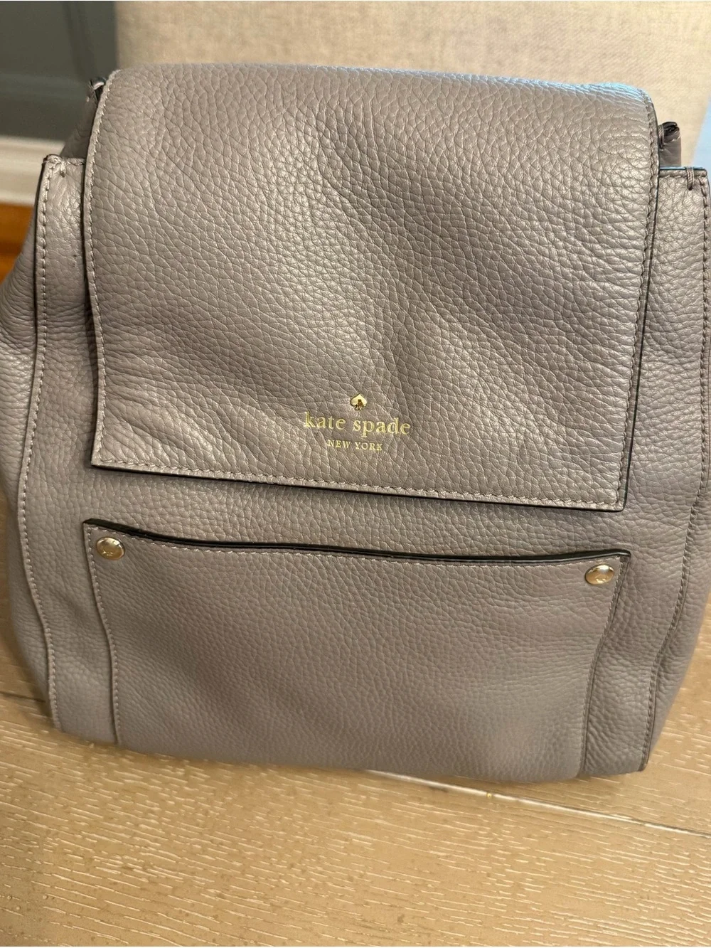 Kate Spade Grey Pebbled Leather Backpack